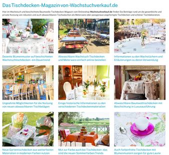 Wachstuchverkauf.de - Magazin - viele Beiträge rund um die Nutzung von abwaschbaren Tischdecken